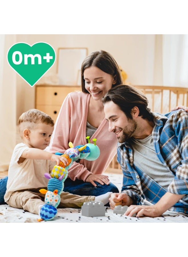 Musical , Stuffed Animal Activity Soft Toys with Teether,Multi-Sensory Crinkle, Rattle and Textures, for Tummy Time Baby Toys 0 to 12 Months Boys,Girls,(Blue) - Image 2